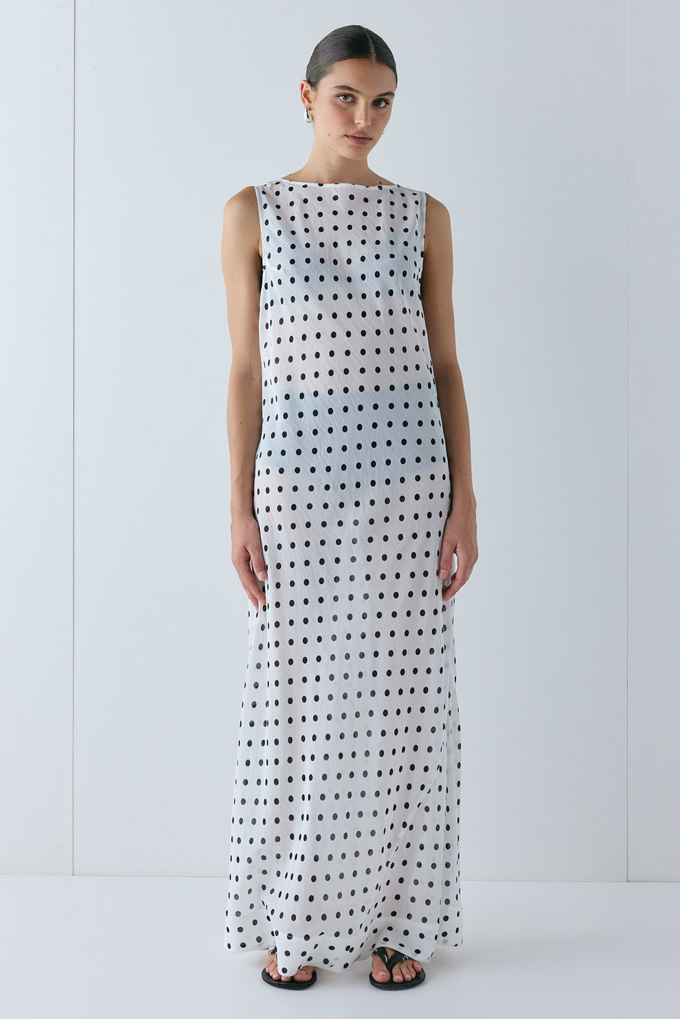 white polka dot sheer dress Aray - Semi-Sheer Mini Beach Dress - Women - Linen/Cotton - XL