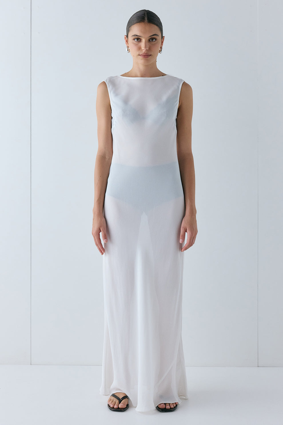 Florence Sheer Maxi Dress White - size:Hailey:AU 6 / US 2
