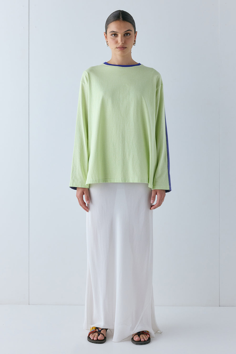 Willow Long Sleeve Tee Lime Stripe