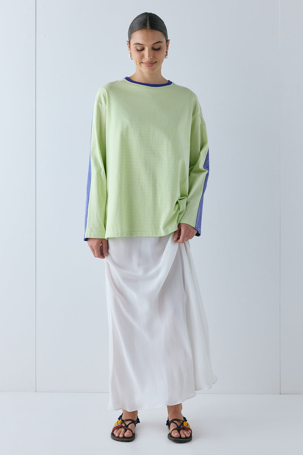 Willow Long Sleeve Tee Lime Stripe