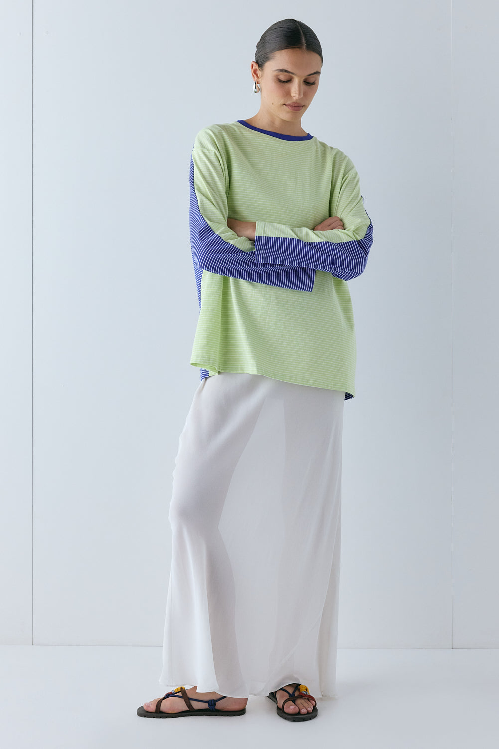 Willow Long Sleeve Tee Lime Stripe