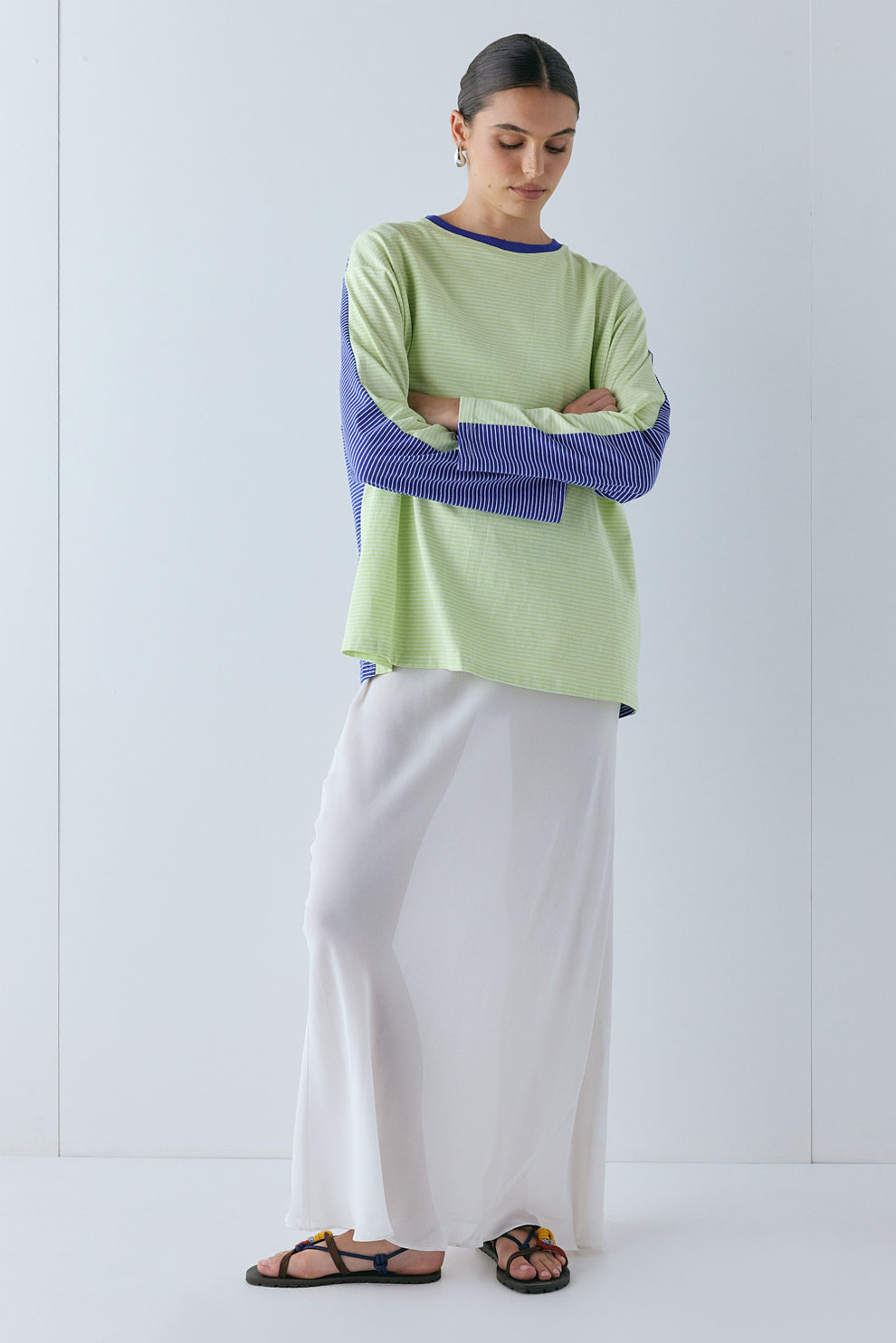 Willow Long Sleeve Tee Lime Stripe