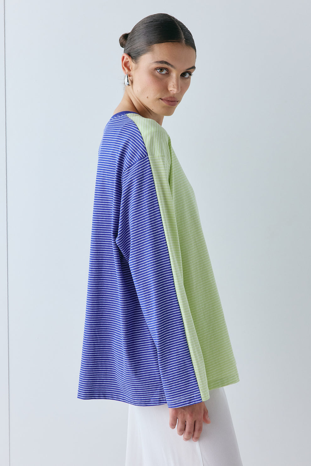 Willow Long Sleeve Tee Lime Stripe - size:Hailey:AU 6 / US 2
