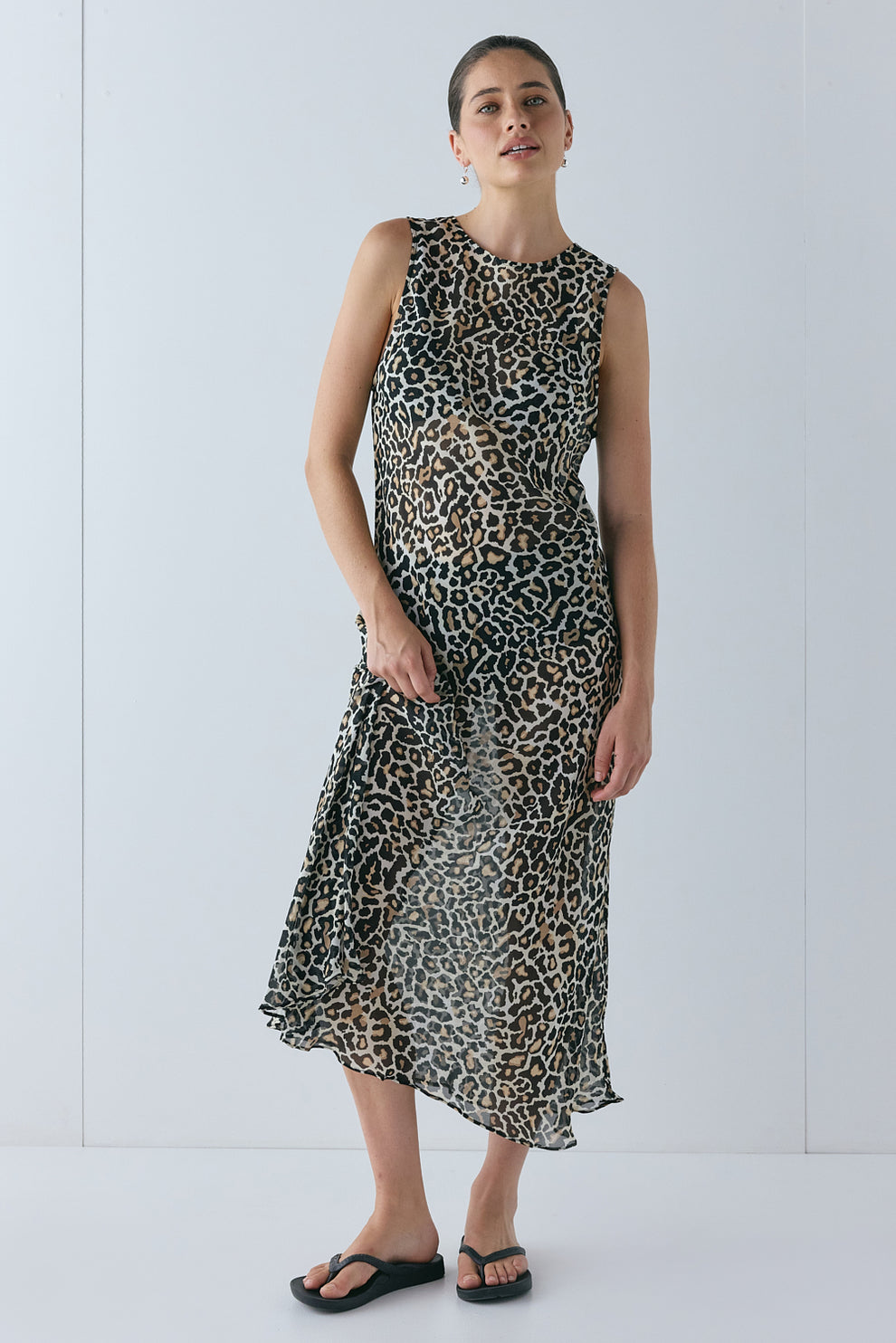 sheer leopard midi dress Long Sleeve Sheer Cheetah Dress AX Paris Mesh Long Sleeve Ruched Midi Dress In Leopard Print
