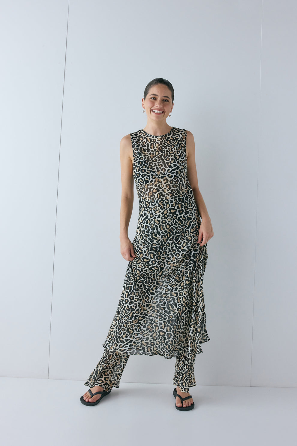 Francesca Sheer Maxi Dress Leopard
