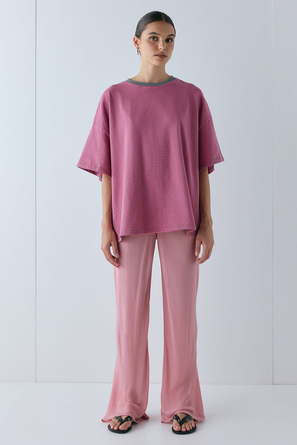 Willow Tee Pink Stripe - size:Hailey:AU 6 / US 2
