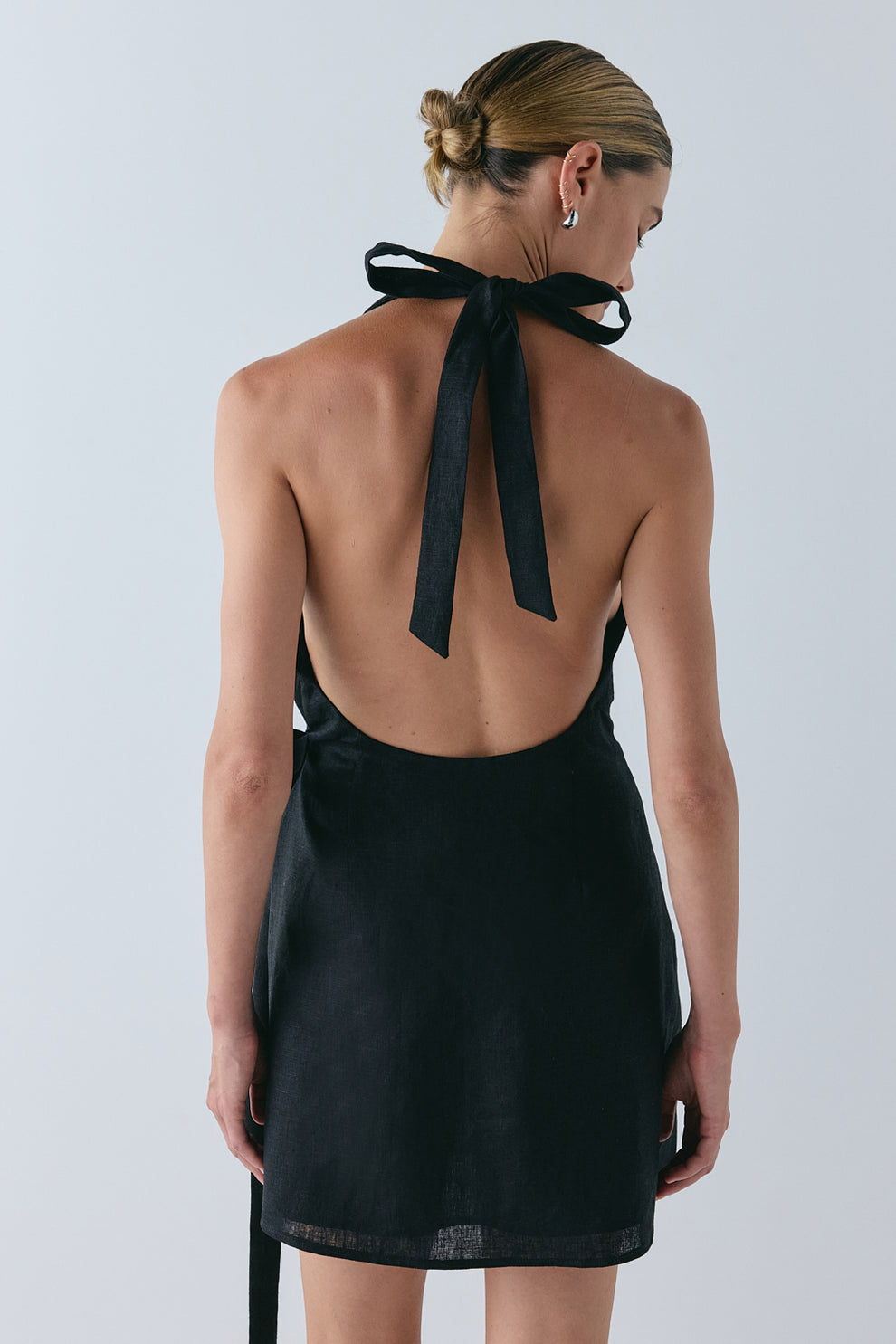 Lo Linen Mini Dress Black