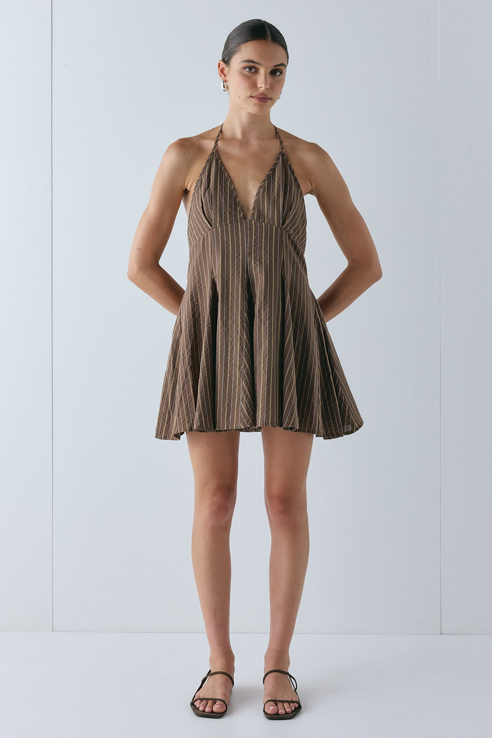 August Mini Dress Brown Stripe - size:Hailey:AU 6 / US 2
