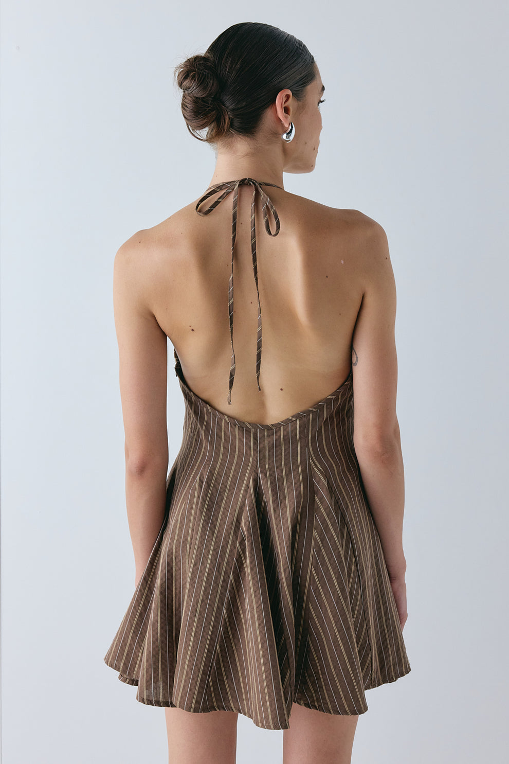 August Mini Dress Brown Stripe