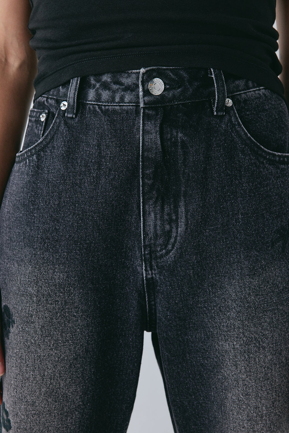 Lenah High Rise Embroidered Denim Jeans Black 