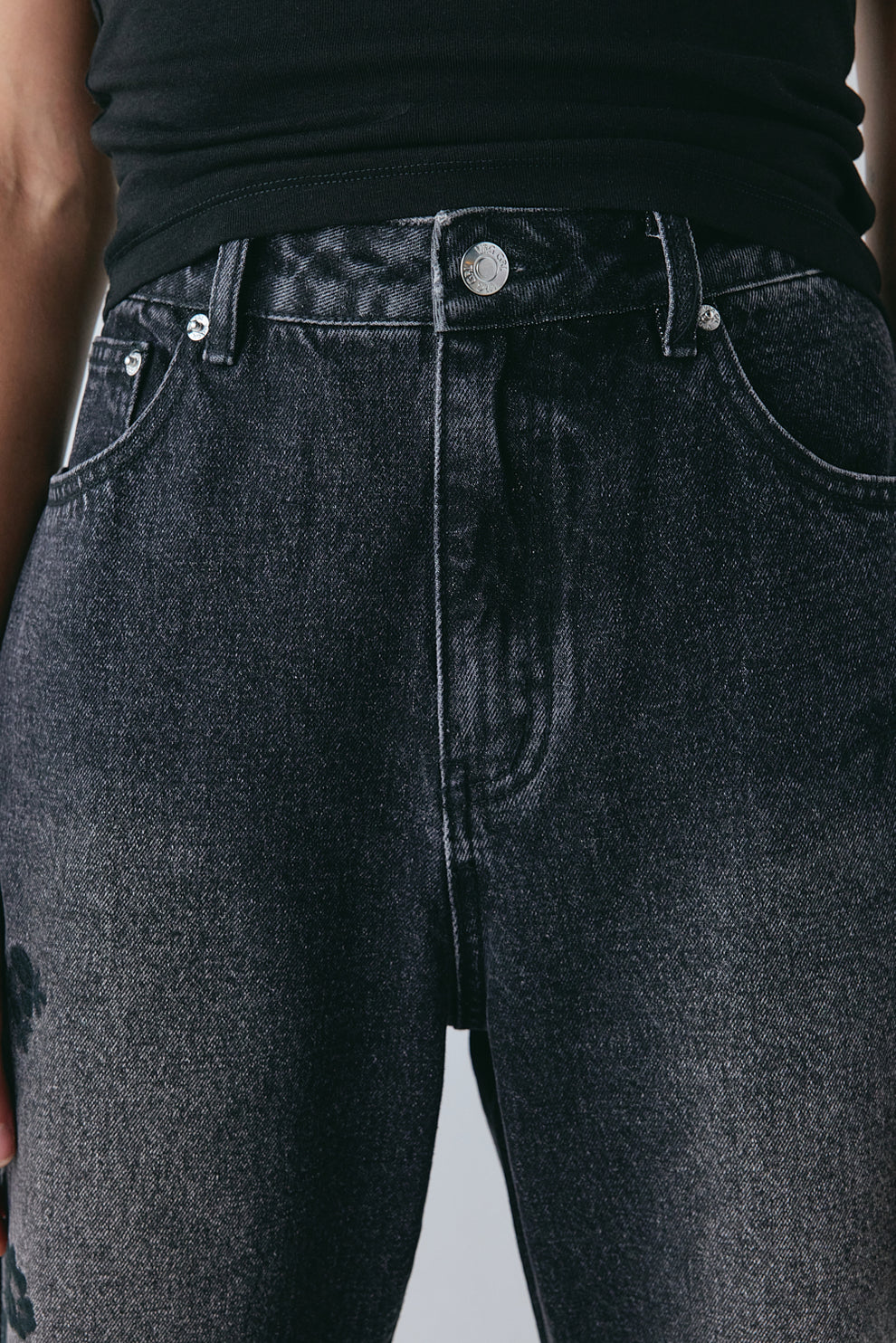 Lenah High Rise Embroidered Denim Jeans Black 