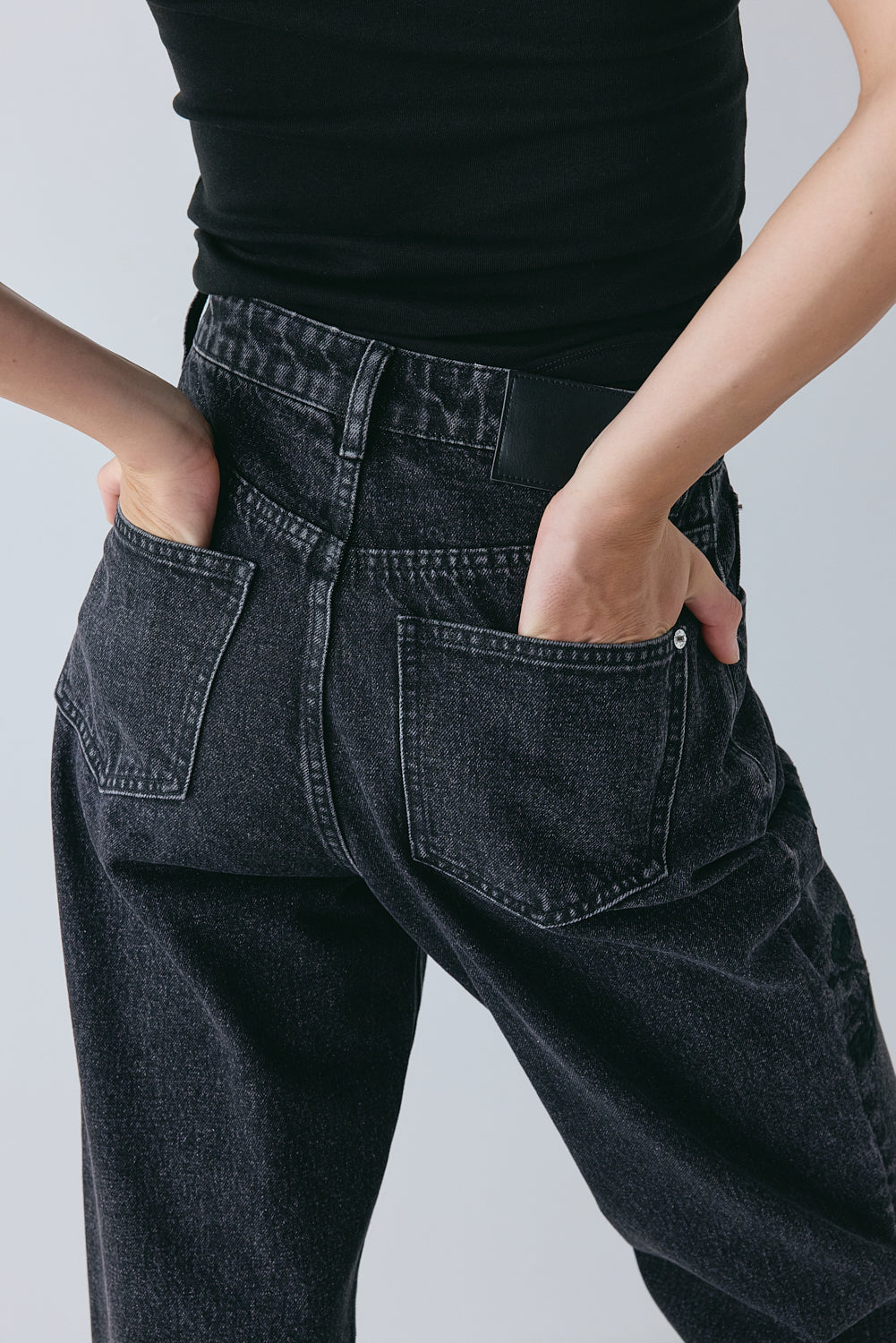 Lenah High Rise Embroidered Denim Jeans Black 