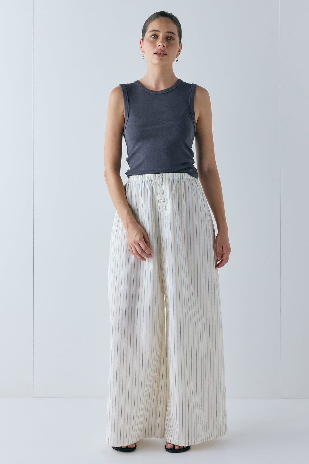 Drew Pants Cream Stripe - size:Ruby:AU 6 / US 2