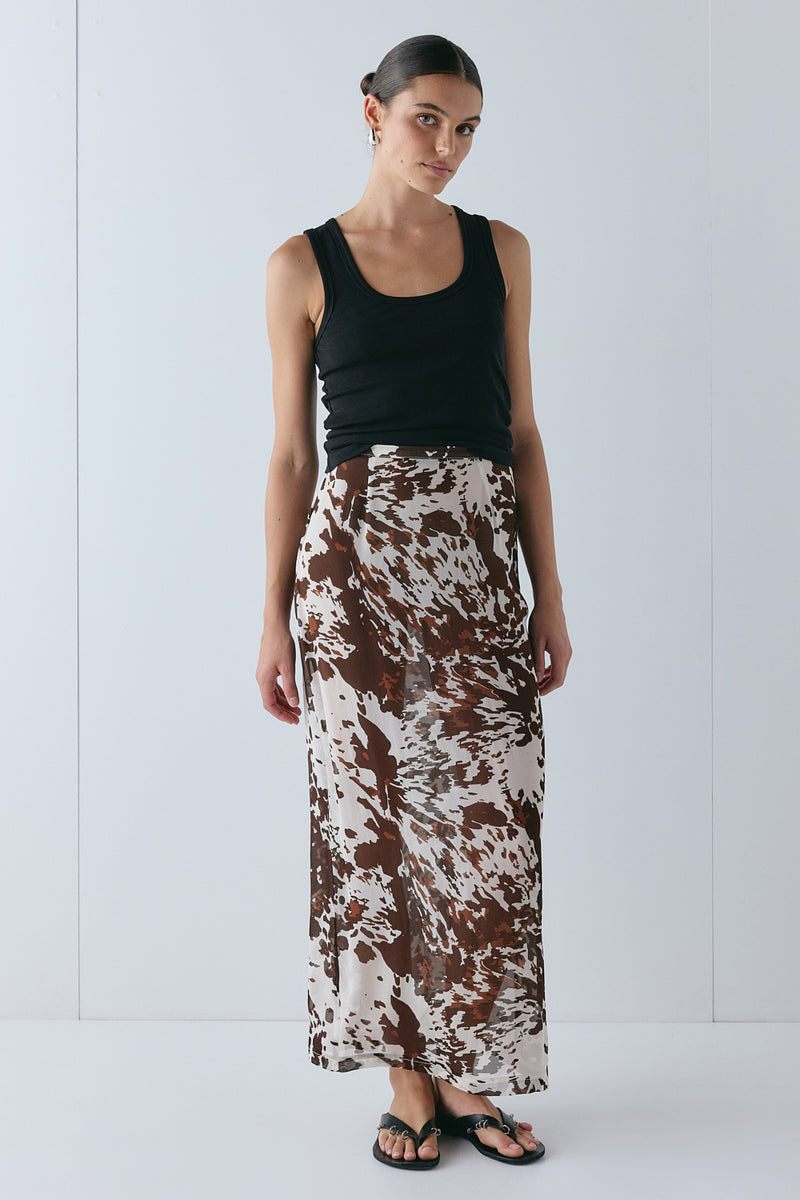 Devyn Sheer Midi Skirt Wildstock - size:Hailey:AU 6 / US 2