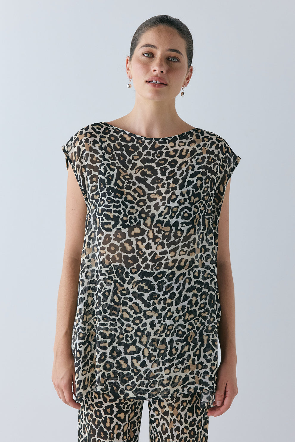 Solaire Sheer Top Leopard- size:Ruby:AU 6 / US 2
