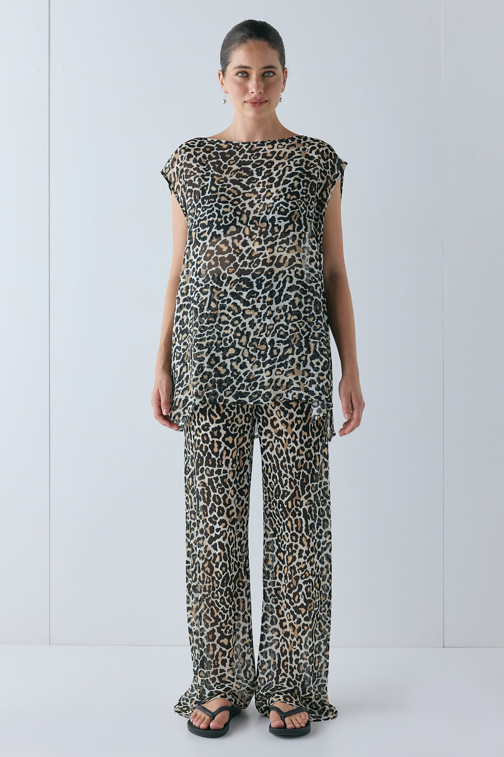Remi Sheer Pants Leopard