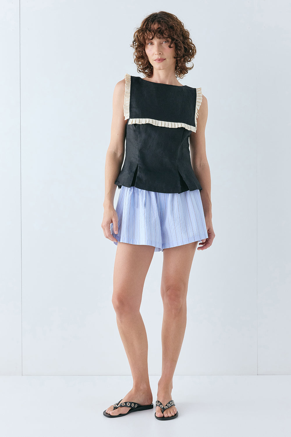 Indra Linen Top Black - size:Kelsey:AU 6 / US 2
