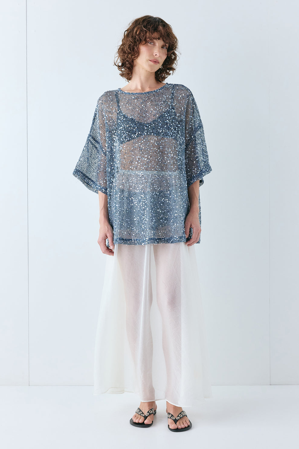 Arden Sequin Top Navy 