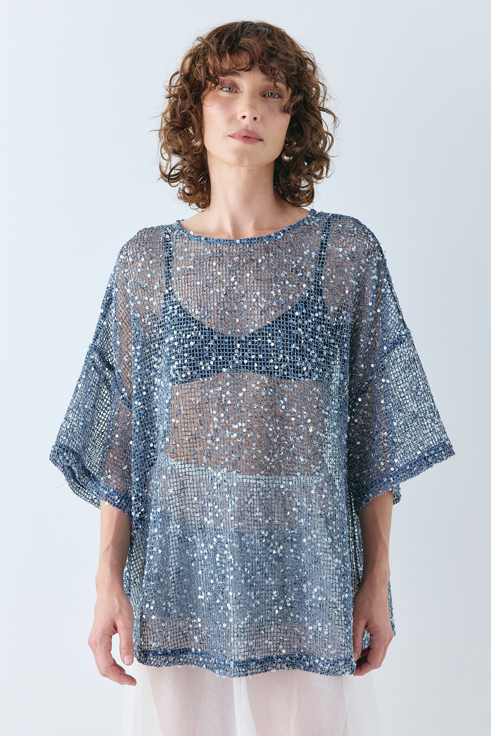 Arden Sequin Top Navy 