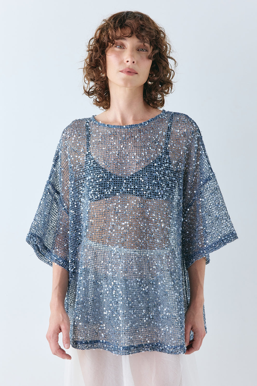 Arden Sequin Top Navy 