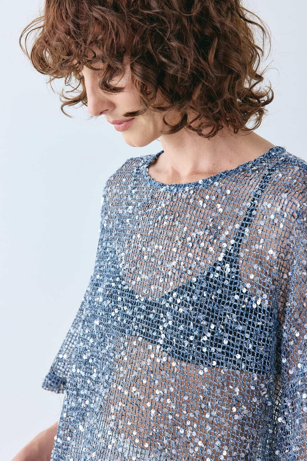 Arden Sequin Top Navy