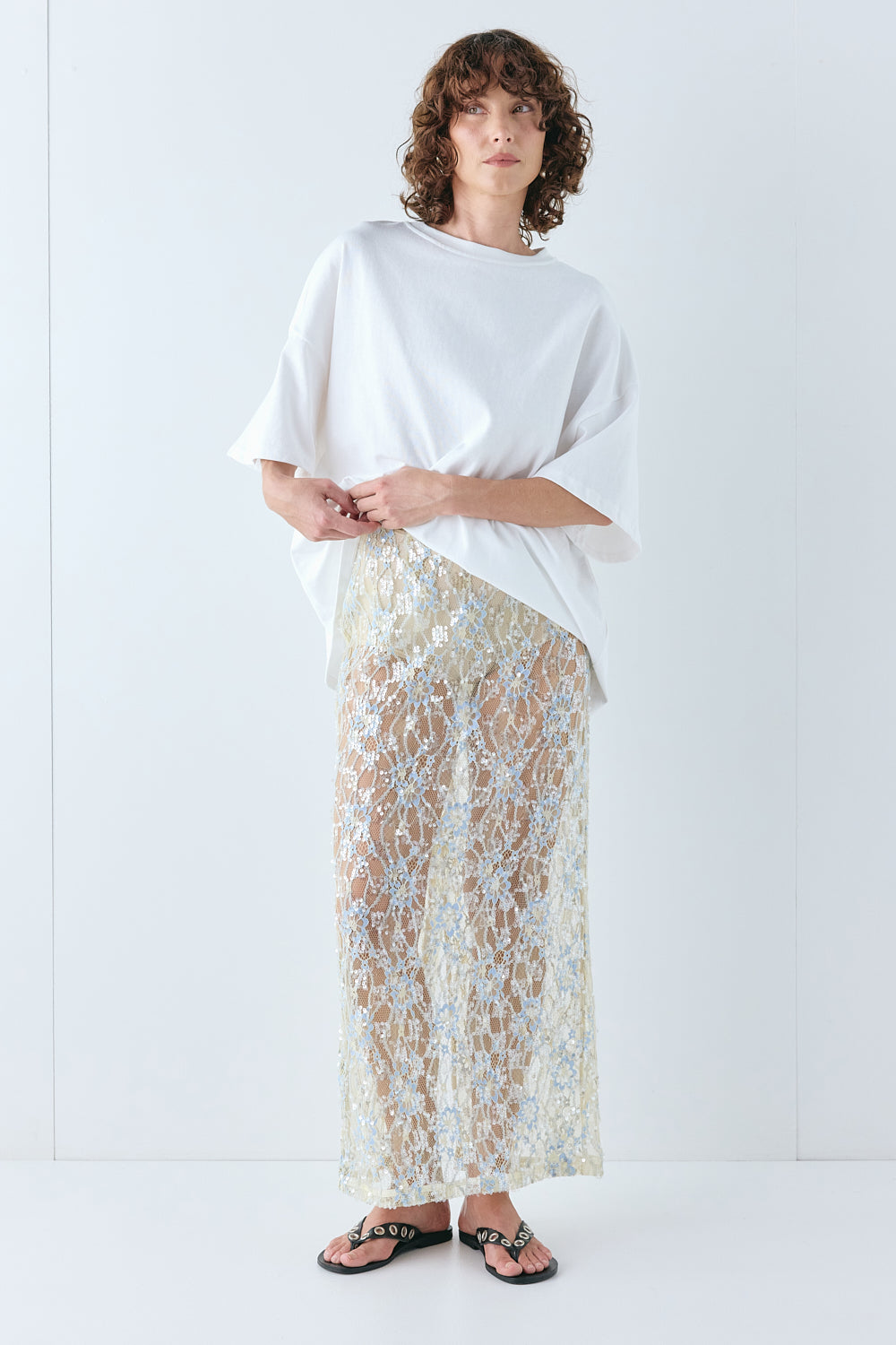 Devyn Sequin Midi Skirt Lace