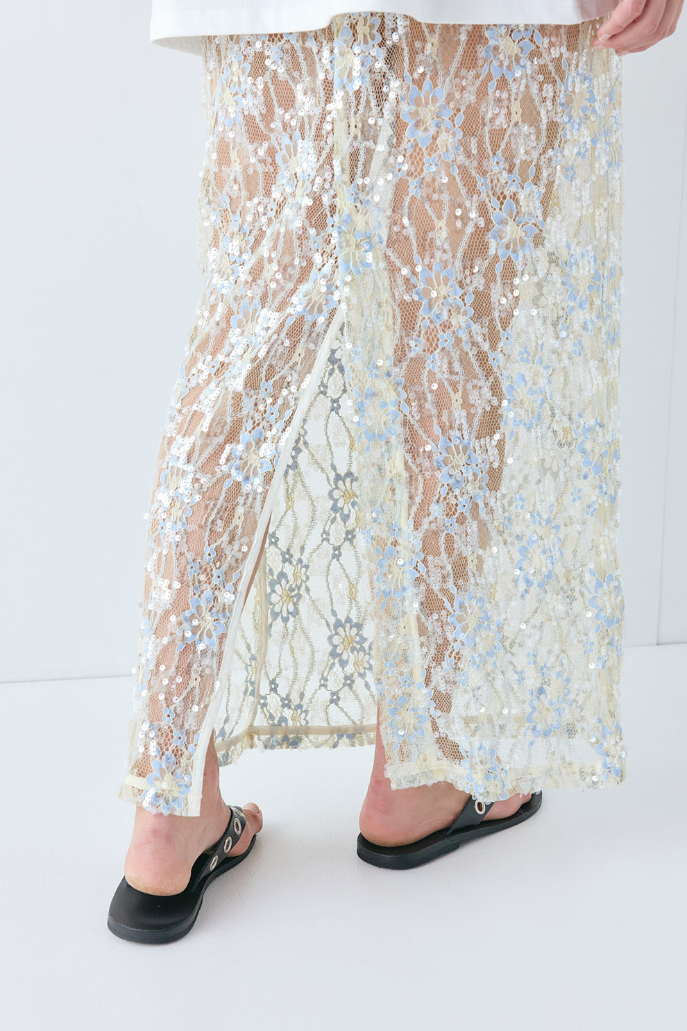 Devyn Sequin Midi Skirt Lace