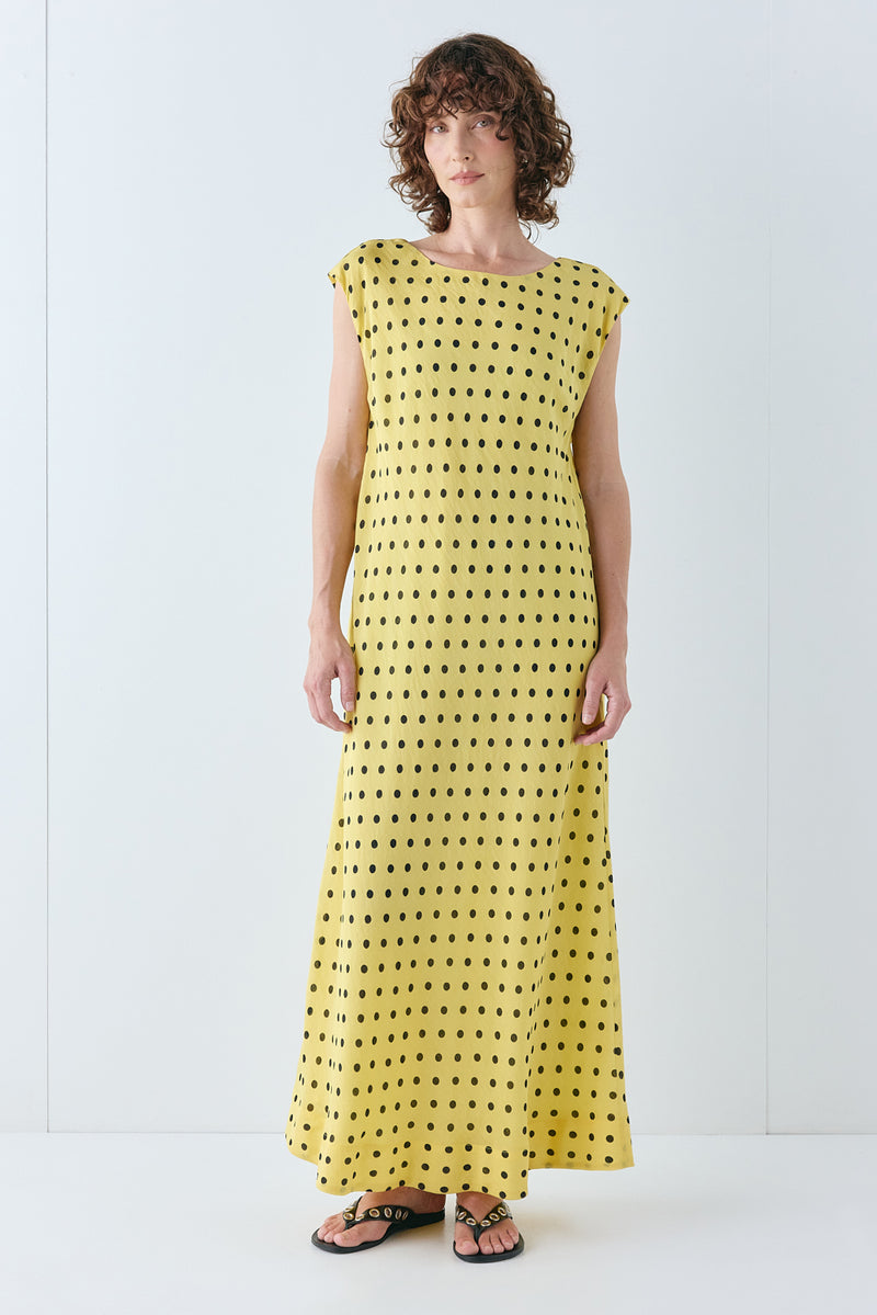 Martina Maxi Dress Yellow Polka Dot - size:Kelsey:AU 6 / US 2