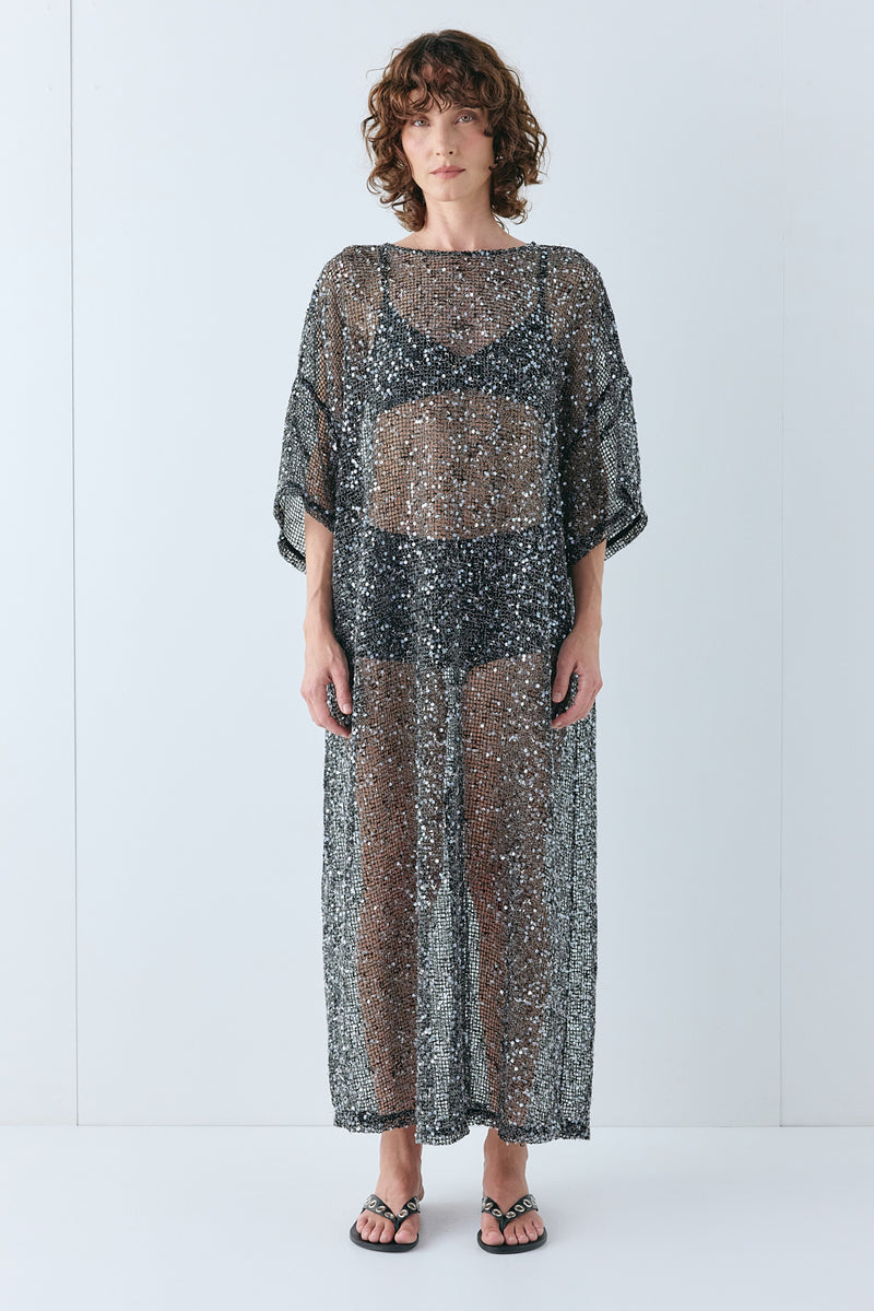 Ivette Sequin Midi Dress Black - size:Kelsey:AU 8 / US 4