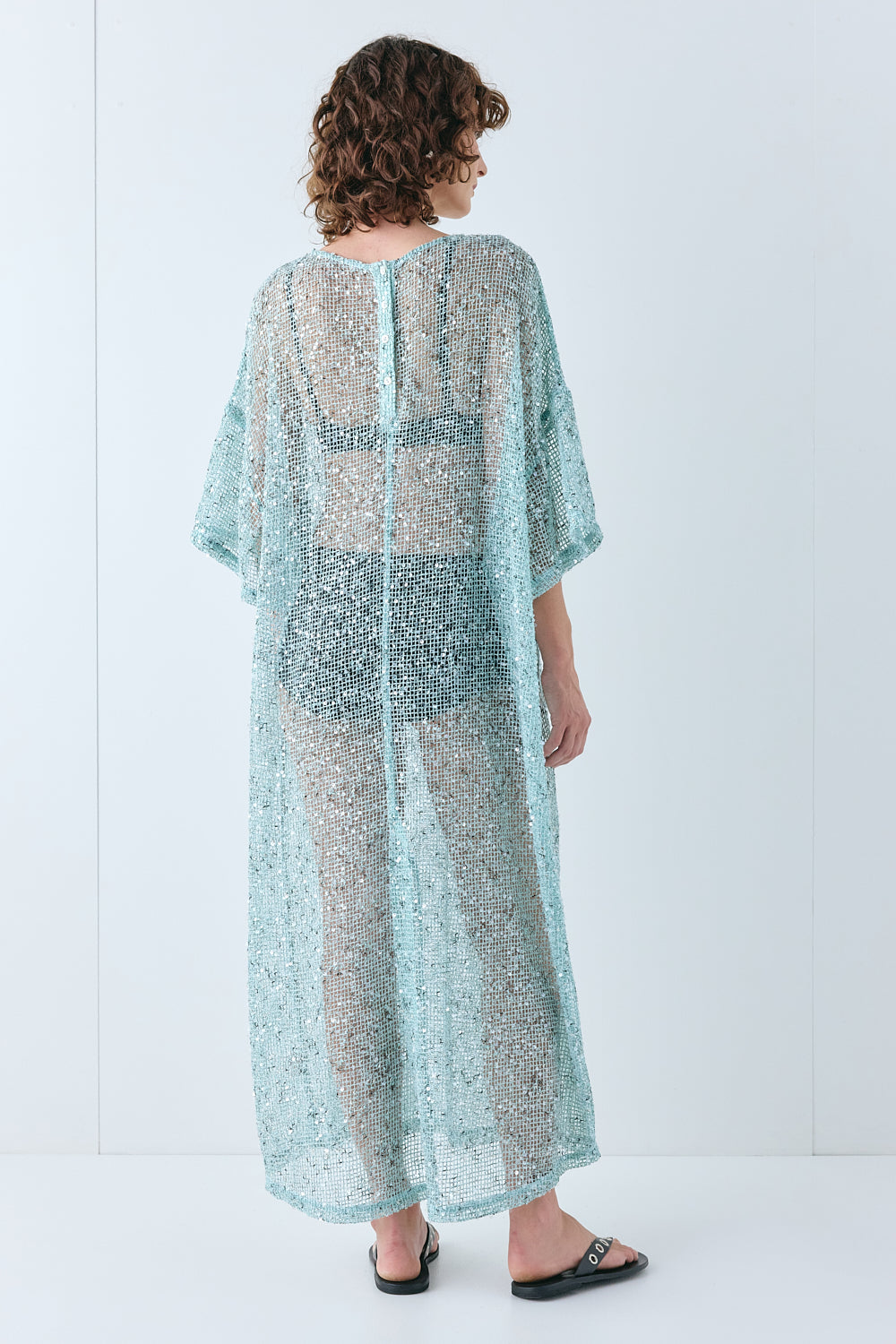 Ivette Sequin Midi Dress Aqua