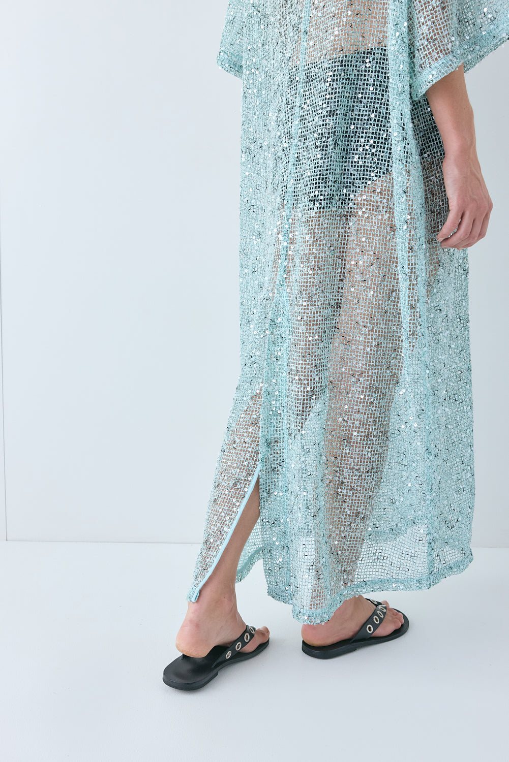 Ivette Sequin Midi Dress Aqua