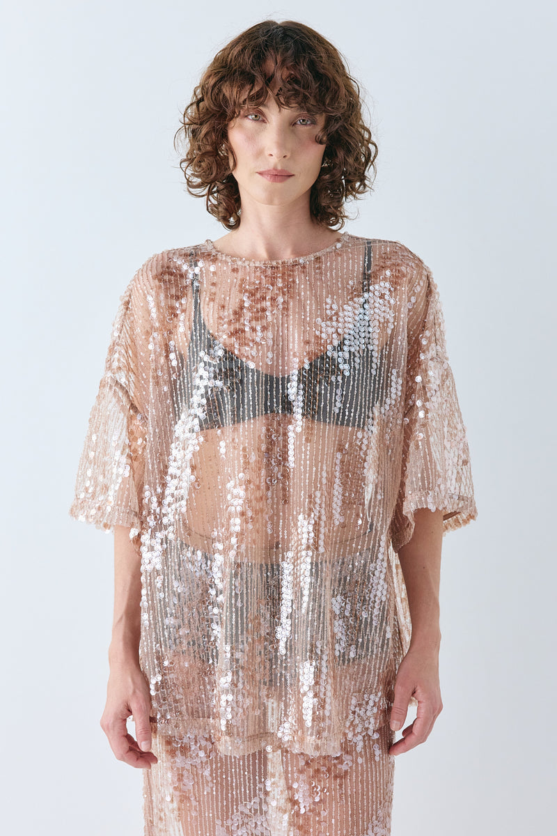 Arden Sequin Top Bronze