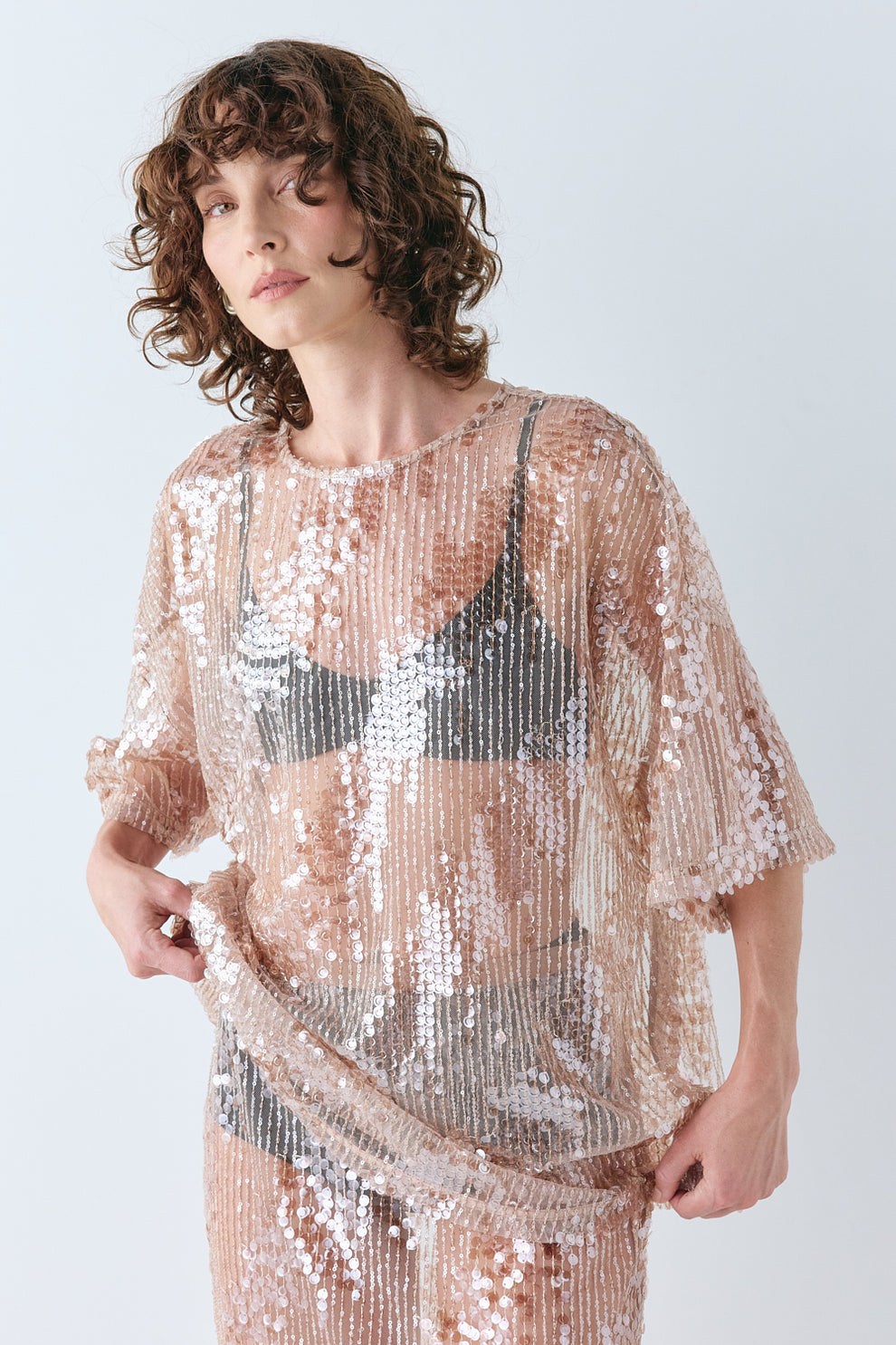 Arden Sequin Top Bronze