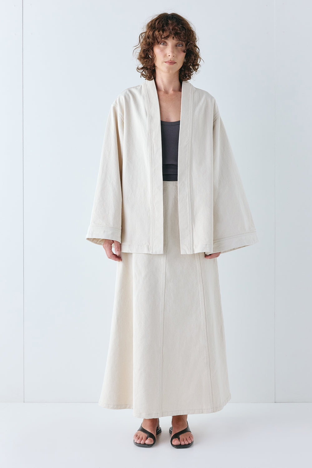 Eve Denim Midi Skirt Cream - size:Kelsey:AU 8 / US 4