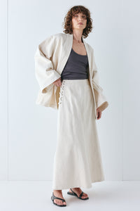 Eve Denim Midi Skirt Cream