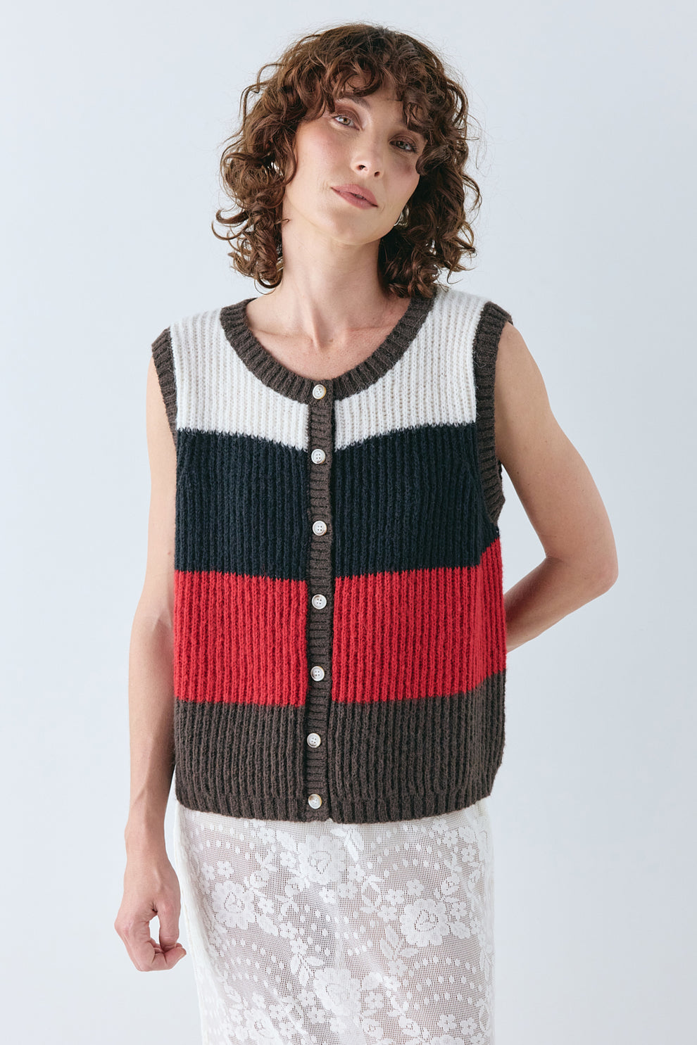 Bridgette Knit Vest Stripe