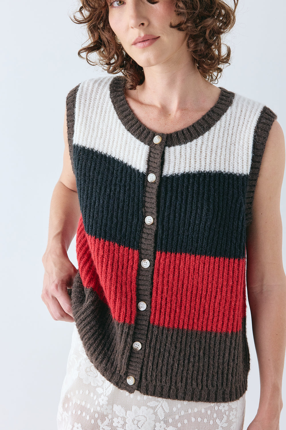 Bridgette Knit Vest Stripe – VRG GRL