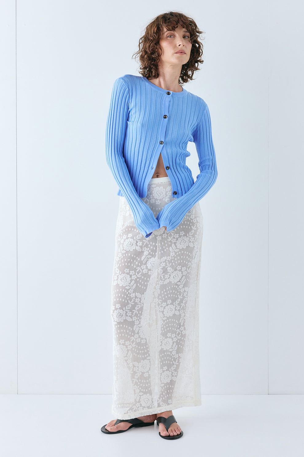 Devyn Lace Midi Skirt Cream - size:Kelsey:AU 6 / US 2
