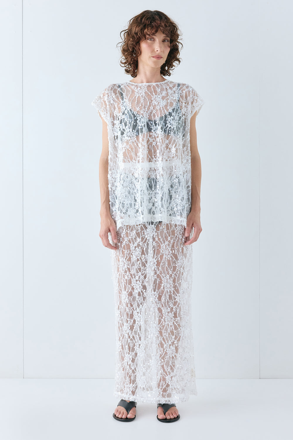 Devyn Sequin Top White