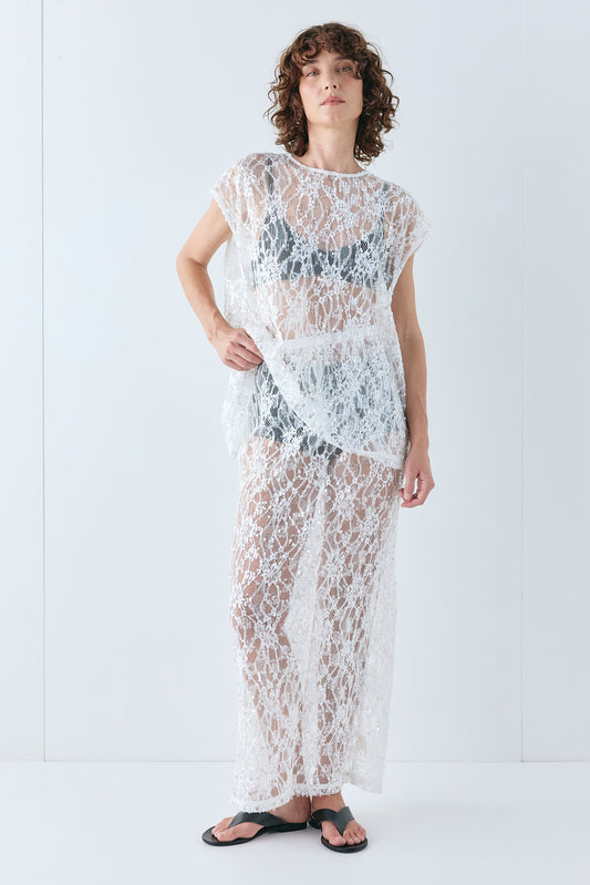 Devyn Sequin Midi Skirt White - size:Kelsey:AU 6 / US 2