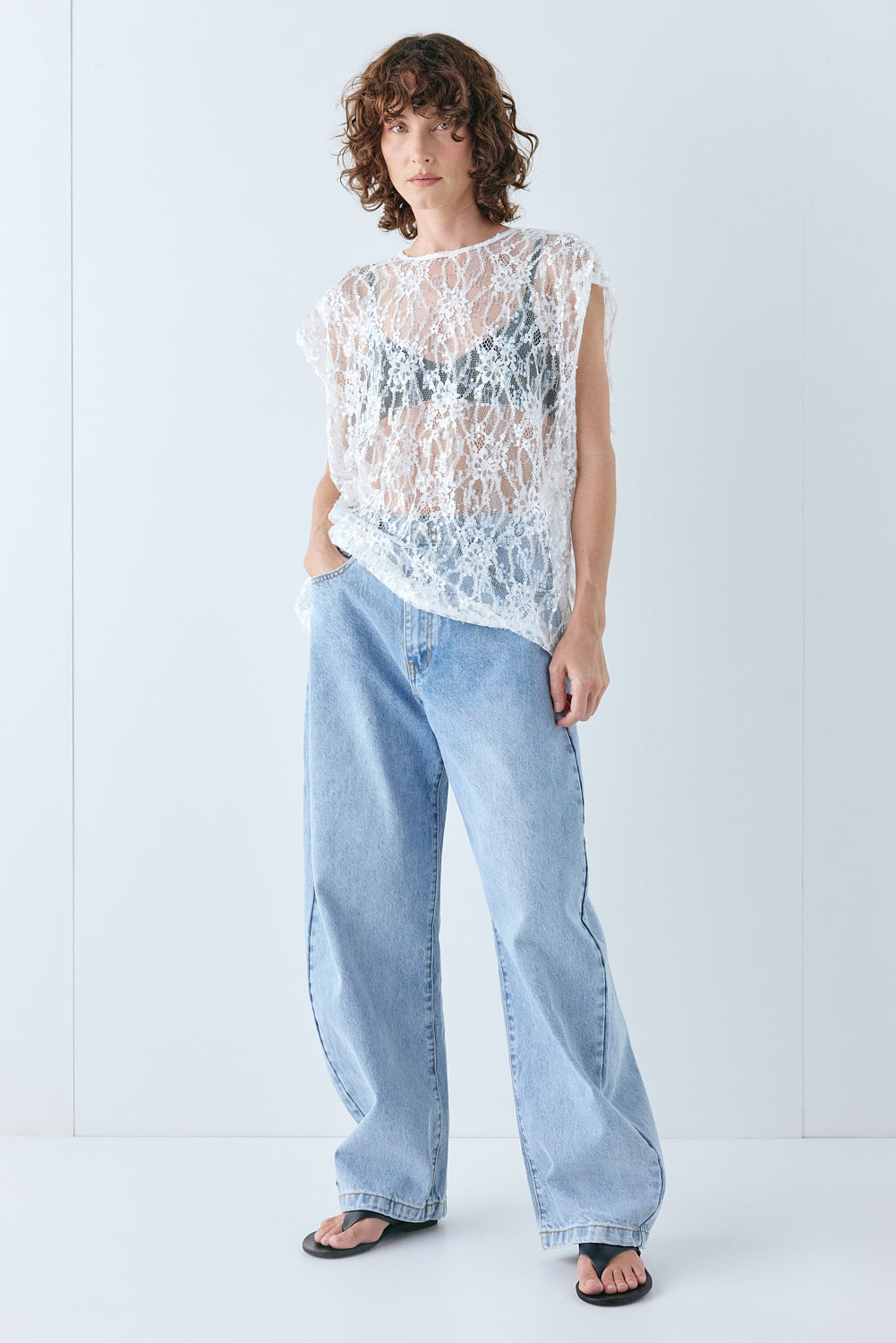 Devyn Sequin Top White