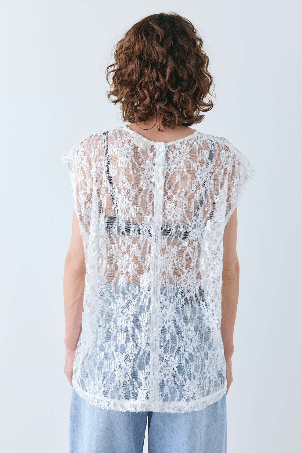 Devyn Sequin Top White