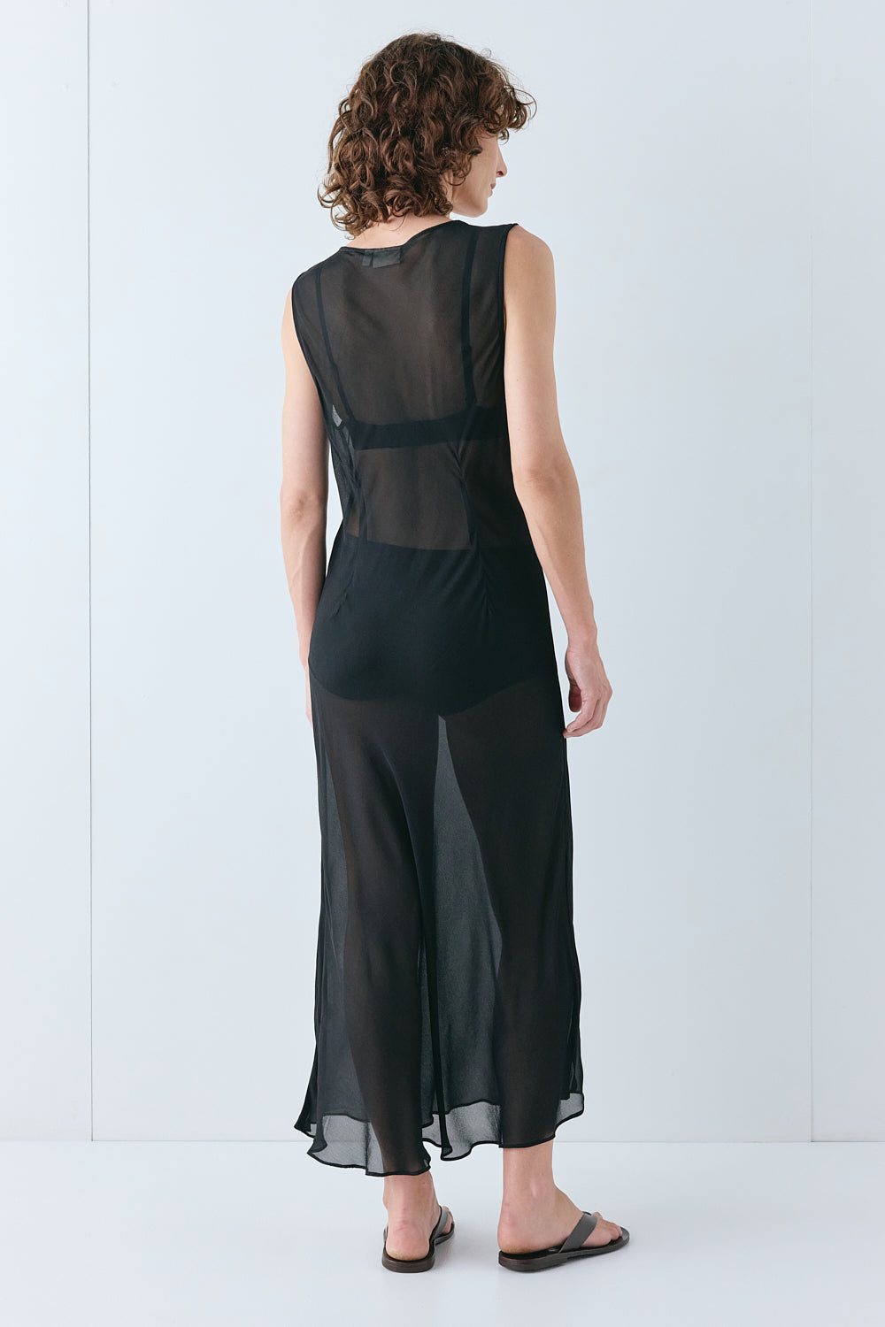 Winona Sheer Midi Dress Black