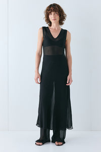 Winona Sheer Midi Dress Black