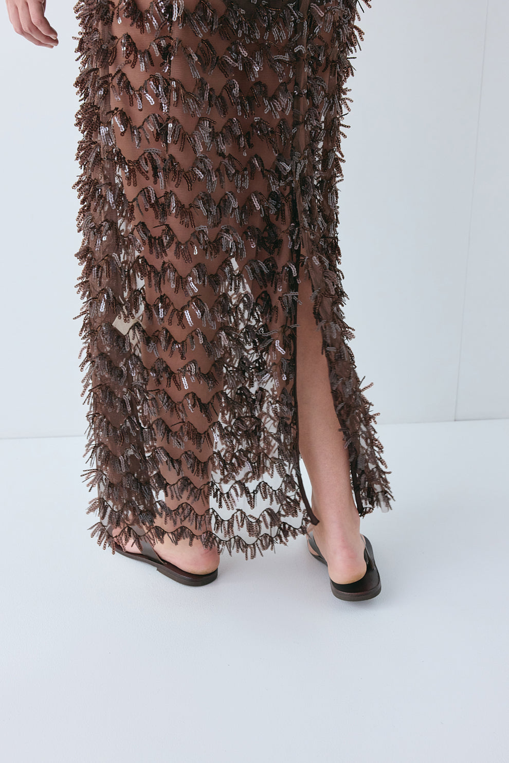 Natalia Sequin Maxi Dress Chocolate
