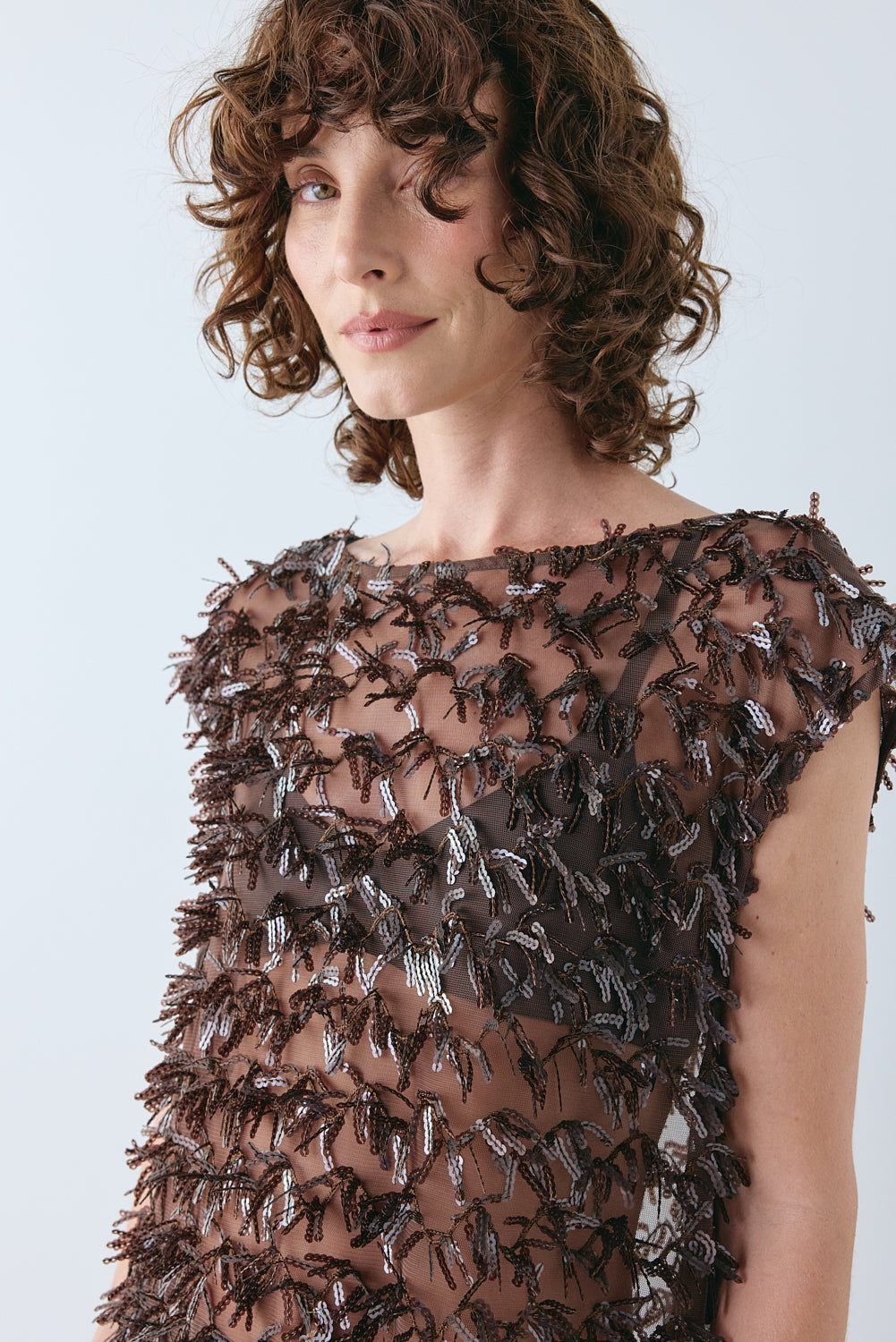 Natalia Sequin Maxi Dress Chocolate