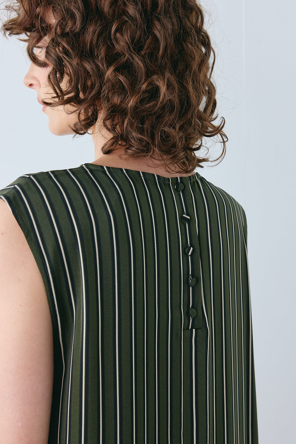 Maya Midi Dress Khaki Stripe