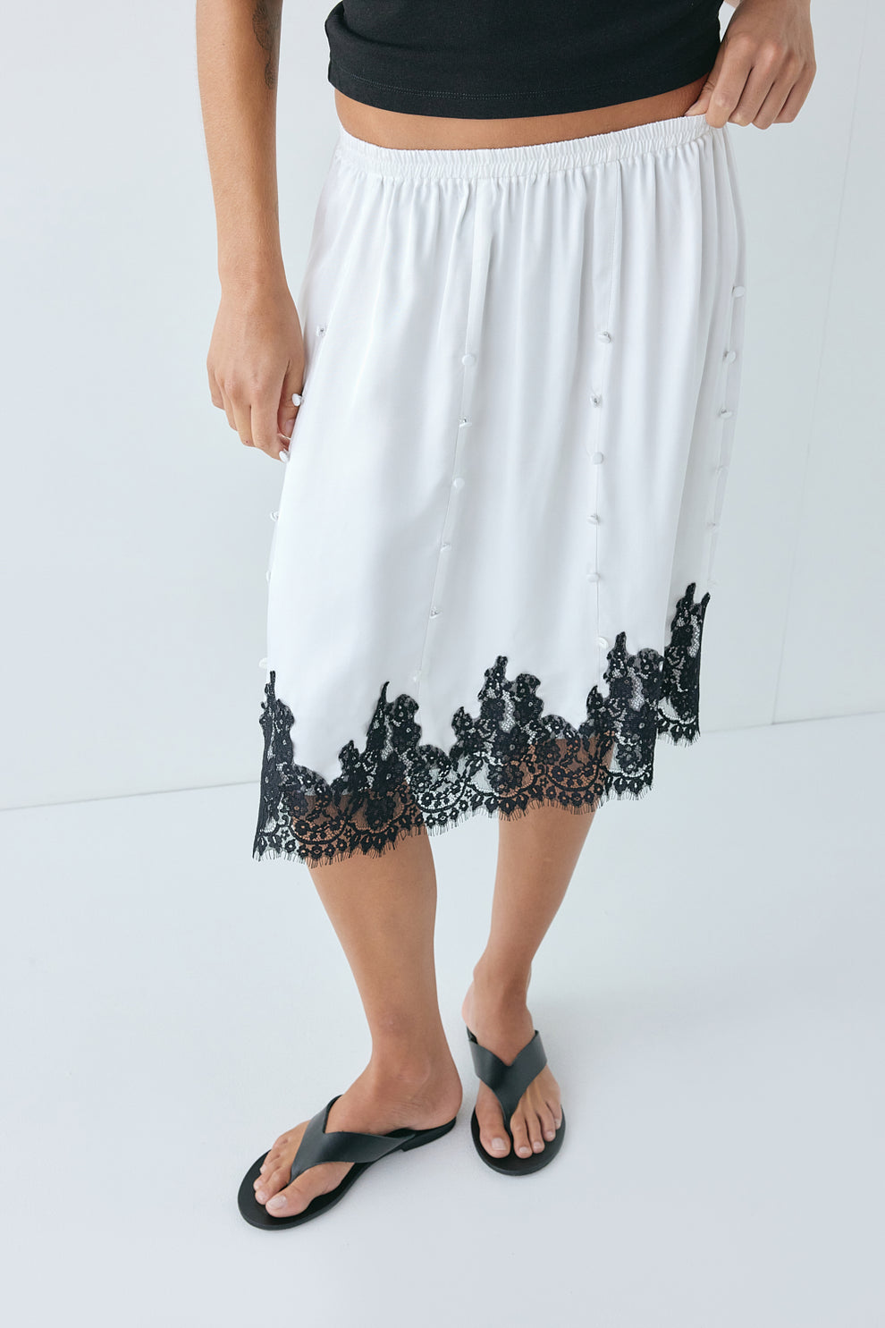 Thea Lace Skirt White