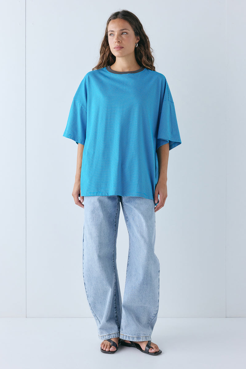 Willow Tee Aqua Stripe