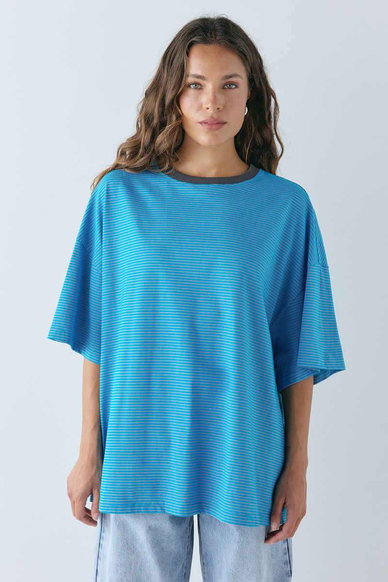 Willow Tee Aqua Stripe - size:Stephanie:AU 6 / US 2